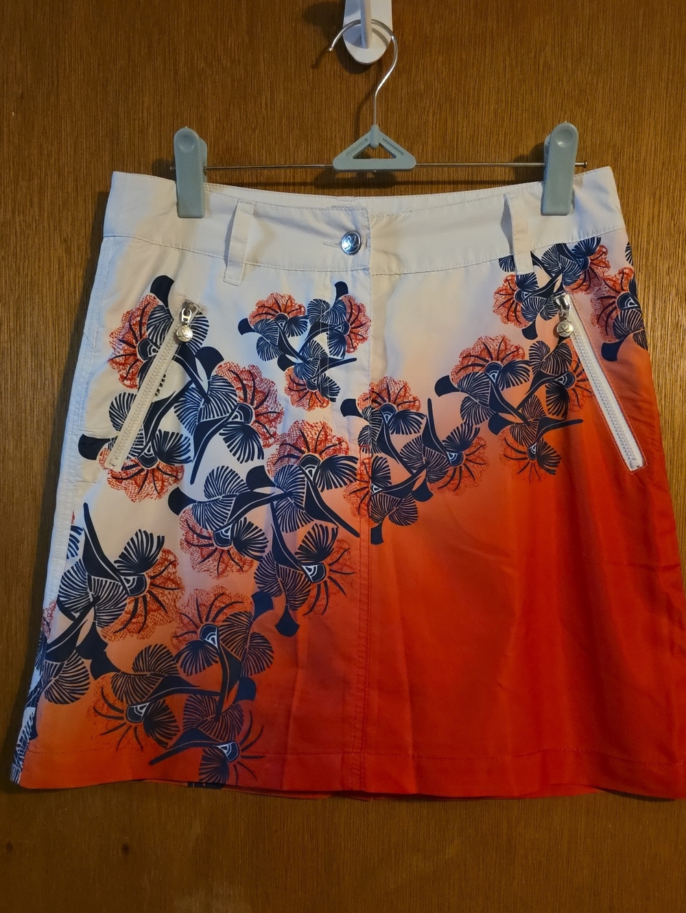 Daily Sports White to Red Ombre Floral A-Line Skort